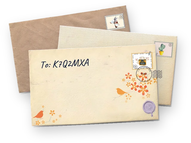 Three Letterbird envelopes with stamps